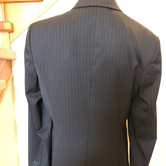 Hugo Boss Classic Notch Collar Lined Pin-Striped Wool Blazer Black Sz 10 - Picture 3 of 5